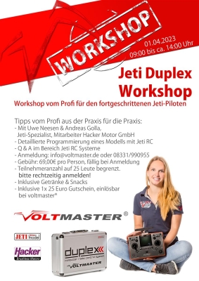 Noch 5 Plätze frei - der Countdown für unseren Jeti-Workshop am 1.4.23 läuft! - 