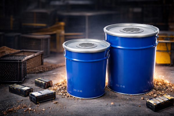 LiBa® Barrel 30 l &amp; 50 l – maximale Sicherheit für Lithium-Akkus - LiBa® Barrel 30l &amp; 50l – sichere ADR-Transportbehälter für Lithium-Akkus | Voltmaster