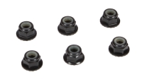 Losi - TLR 4mm Aluminium Stoppmutter mit Flansch Schwarz 6St. (TLR336000)