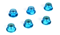 Losi - TLR 4mm Aluminium Stoppmutter mit Flansch Blau 6St. (TLR336001)