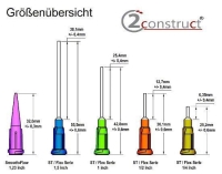 2Construct® - Dosierkanüle ST-Bend 45° 23G 25,4mm - orange (10 Stück)
