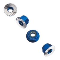 Horizon Hobby - AXA1046 Wheel Nut M4 Serrated Blue (4) (AXIC1046)