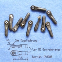 Gabriel - Kugelgelenk M2 mit 5mm Abstand und 2mm Kugelbohrung (1 Stück)