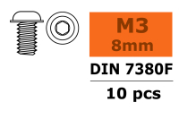 G-Force RC - Pan head screw - Hexagon socket - M3x8 - Steel - (10 pieces)