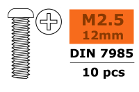 G-Force RC - Linsenkopfschraube - Philips - M2,5X12 - galvanisierter Stahl - 10 St (GF-0170-006)