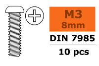 Linsenkopfschraube Philips M3X8 galvanisierter Stahl (10 Stück)