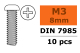 Linsenkopfschraube Philips M3X8 galvanisierter Stahl (10...