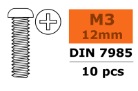 G-Force RC - Linsenkopfschraube - Philips - M3X12 - galvanisierter Stahl - 10 St (GF-0170-010)