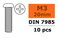 G-Force RC - Linsenkopfschraube - Philips - M3X20 - galvanisierter Stahl - 10 St (GF-0170-012)