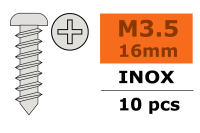Voltmaster - Oval Head Sheet Metal Screw with Cross Slot - 3,5 X 16mm - Inox (10 pieces)