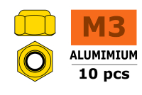G-Force RC - Aluminium Sechskantmutter Selbstsichernd - M3 - Gold - 10 St (GF-0400-030)