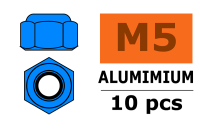 G-Force RC - Aluminium Sechskantmutter Selbstsichernd - M5 - Blau - 10 St (GF-0400-054)
