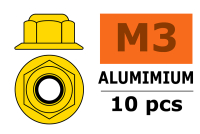 G-Force RC - Aluminium Sechskantmutter Selbstsichernd - M3 - mit Bund - Gold - 10 St (GF-0401-030)