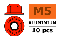 G-Force RC - Aluminium Sechskantmutter Selbstsichernd - M5 - mit Bund - Rot - 10 St (GF-0401-055)