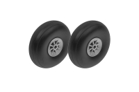 G-Force RC - aircraft wheels - rubber with nylon rim - 50mm - shaft 3mm - (1 pair)