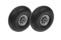 G-Force RC - Aircraft wheels - Rubber with nylon rim - 63mm - Shaft 4mm - (1 pair)