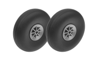 70mm Flugzeug-Räder Gummi mit Nylon Felge - Schaft 4mm (1 Paar)