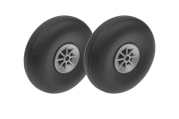 G-Force RC - aircraft wheels - rubber with nylon rim - 70mm - shaft 4mm - (1 pair)