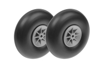 G-Force RC - Aircraft wheels - Rubber with nylon rim - 90mm - Shaft 4mm - (1 pair)