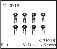 Absima - Rundkopfschrauben selbstschneidend ST2.5*18 (8 St.) - Khamba (1230716)