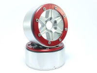 MT - Beadlock Wheels SIXSTAR silber/rot 1.9 (2 St.) ohne Radnabe (MT5010SR)