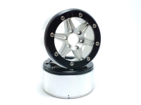 MT - Beadlock Wheels SIXSTAR silber/schwarz 1.9 (2 St.) ohne Radnabe (MT5010SB)