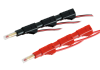 Modster - Bananenstecker rot/schwarz mit federnder Schutzhülle 1 Paar (MD11206)