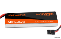LiPo Einzelzelle 1S 3,7V 600 mAh 20C Modster - PowerPack mit JR-Stecker