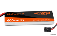 Modster - LiPo Einzelzelle 1S 3,7V 600 mAh 20C Modster - PowerPack mit JR-Stecker (MD11527)