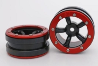 Metasafil - Beadlock Wheels PT-Safari Schwarz/Rot 1.9 (2 St.)  (MT0010BR)