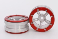 Metasafil - Beadlock Wheels PT-Safari Silber/Rot 1.9 (2 St.)  (MT0010SR)