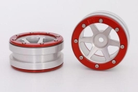 Metasafil - Beadlock Wheels PT- Slingshot Silber/Rot 1.9 (2 St.)  (MT0030SR)