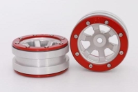 Metasafil - Beadlock Wheels PT- Claw Silber/Rot 1.9 (2 St.)  (MT0060SR)