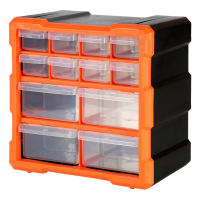 Robitronic - Kleinteilemagazin mit 12 Schubladen Orange (R14037O)