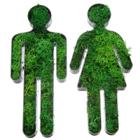 3D Print Lab - Toilet sign woman and man made of bioplastic and real Iceland moss