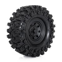 Hobbytech - Crawler Reifen "Climber" 121/45 mit Einlagen + Felgen schwarz, 2 Stück