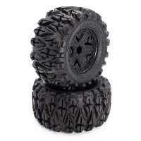 Hobbytech - TERRAMAX 140/73 12mm Hex Reifen fertig verklebt auf schwarzer Felge, 2 Stück
