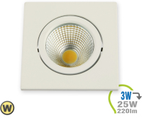 V-TAC - LED Einbauleuchte 3W Eckig verstellbar Warmweiß (V1185)