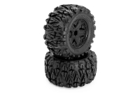 Hobbytech - TERRAMAX 140/73 12mm Hex Reifen fertig verklebt auf schwarzer Felge, 2 Stück (HTR-T462)
