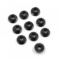Yeah Racing - 4mm Aluminium Serrated Lock Nut 10pcs (BK) (YR-LN-M4S-BK)