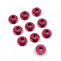 Yeah Racing - 4mm Aluminium Serrated Lock Nut 10pcs (RD) (YR-LN-M4S-RD)