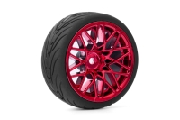 Yeah Racing - Spec T LS Wheel Offset 3 Red w/Tire 4pcs For 1/10 Touring (YR-WL-0108)