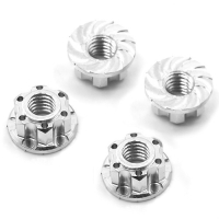 Yeah Racing - 4mm Aluminium Wheel Flange Lock Nut 4pcs For RC Car Silver (YR-YA-0448SV)