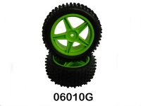 Himoto - Front Wheel Complete- Buggy 1:10, 2pcs (Green) (HM06010G)