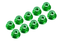 Ultimate Racing - M3 Alu Flanged Nylon Lock Nuts Green, 10 Pcs. (MX-UR1503-GR)
