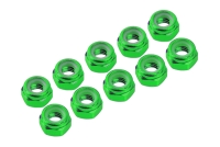 Ultimate Racing - M4/4mm Alu Nylon Lock Nuts Green, 10 Pcs. (MX-UR1512-GR)