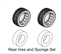 Absima Rear Tire & Sponge Set - Buggy (2) (1210018)